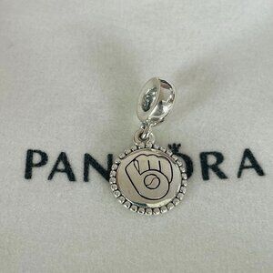 Pandora Milwaukee Brewers Baseball Charm S925 Sterling Silver Jewelry with Box